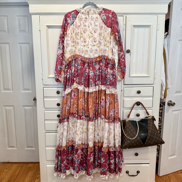 Dainty Jewells Burgundy and Orange Floral Maxi Dress - Picture 2 of 4